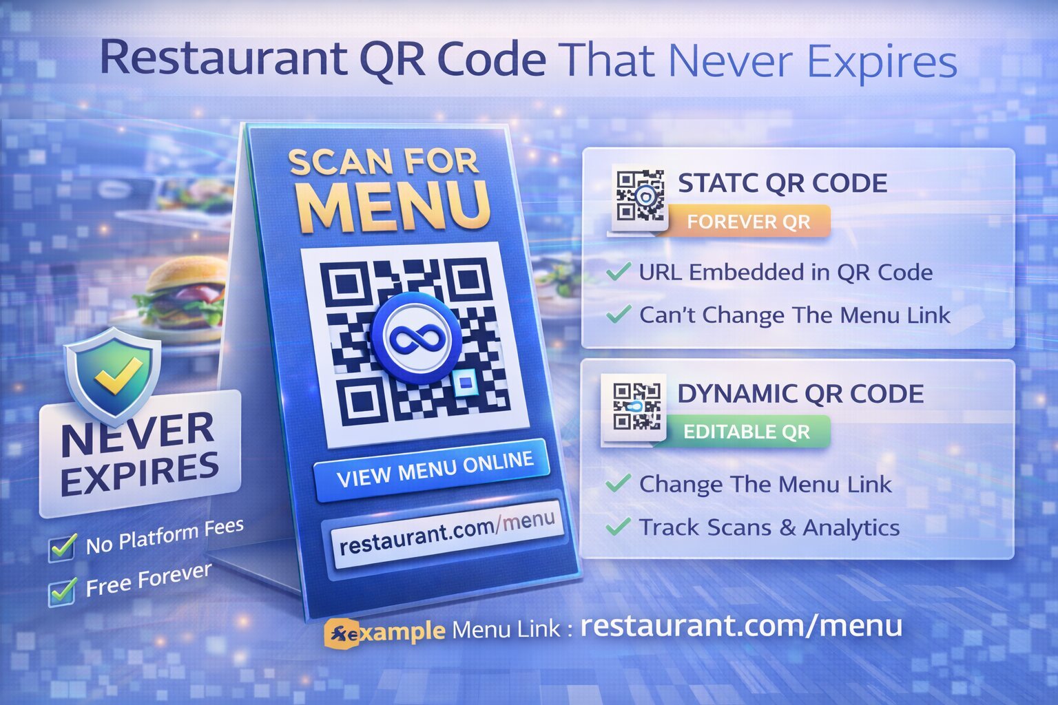 Restaurant QR Code That Never Expires
